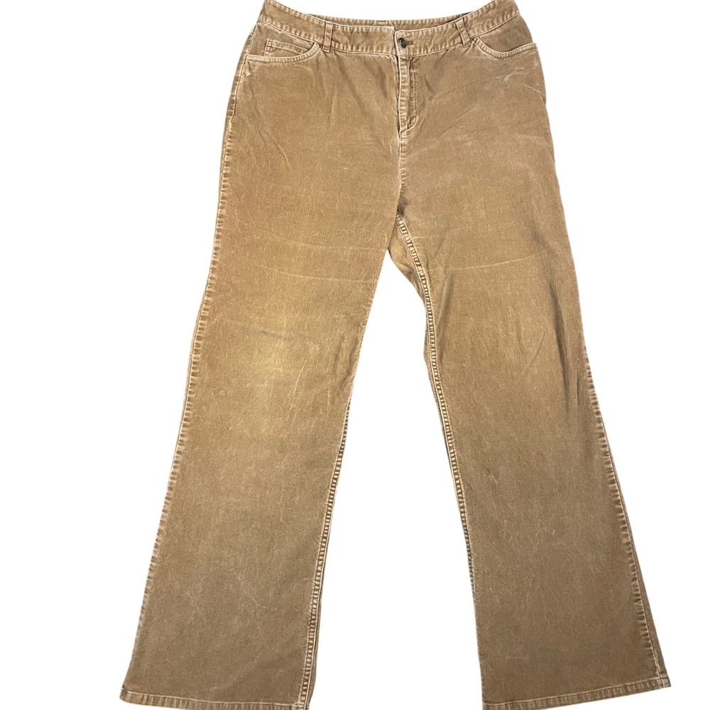 J. Jill Womens Tan Corduroy Stretch Straight Leg Pants Size 12 Fall Boho Cottage